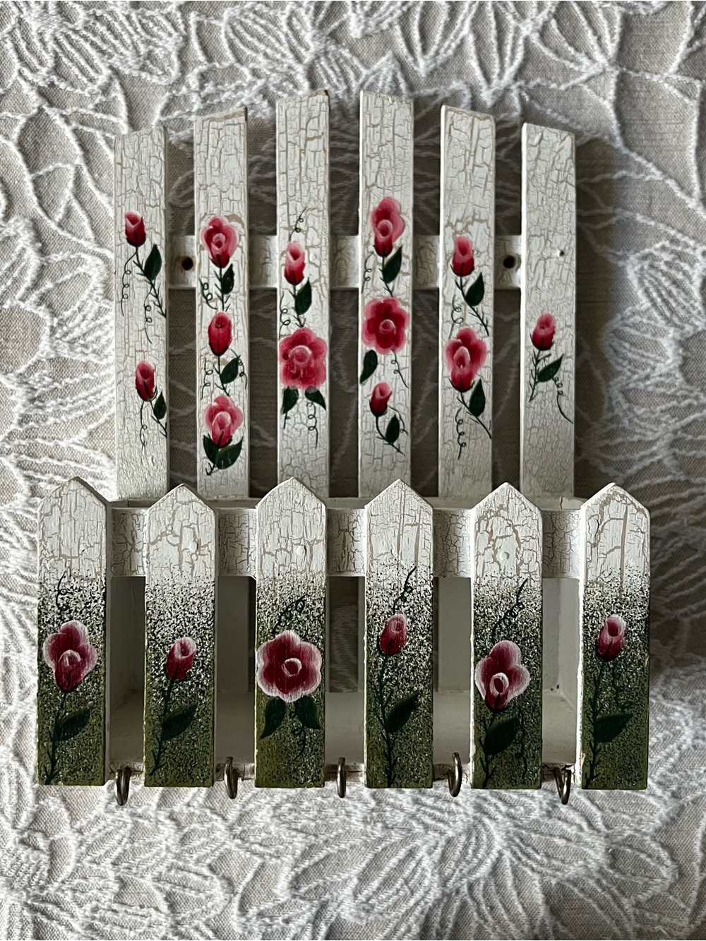 Wooden Picket Fence Home Decor Wall Hook Rack